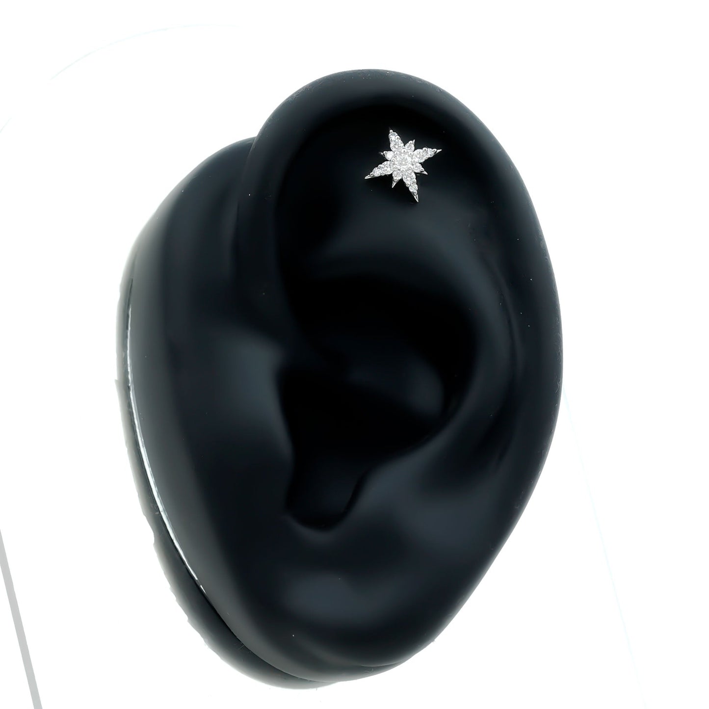Moissanite Starburst Cartilage Earring with Flat Back