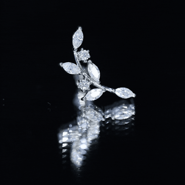 Womens Marquise Diamond Leaf Crawler Earring
