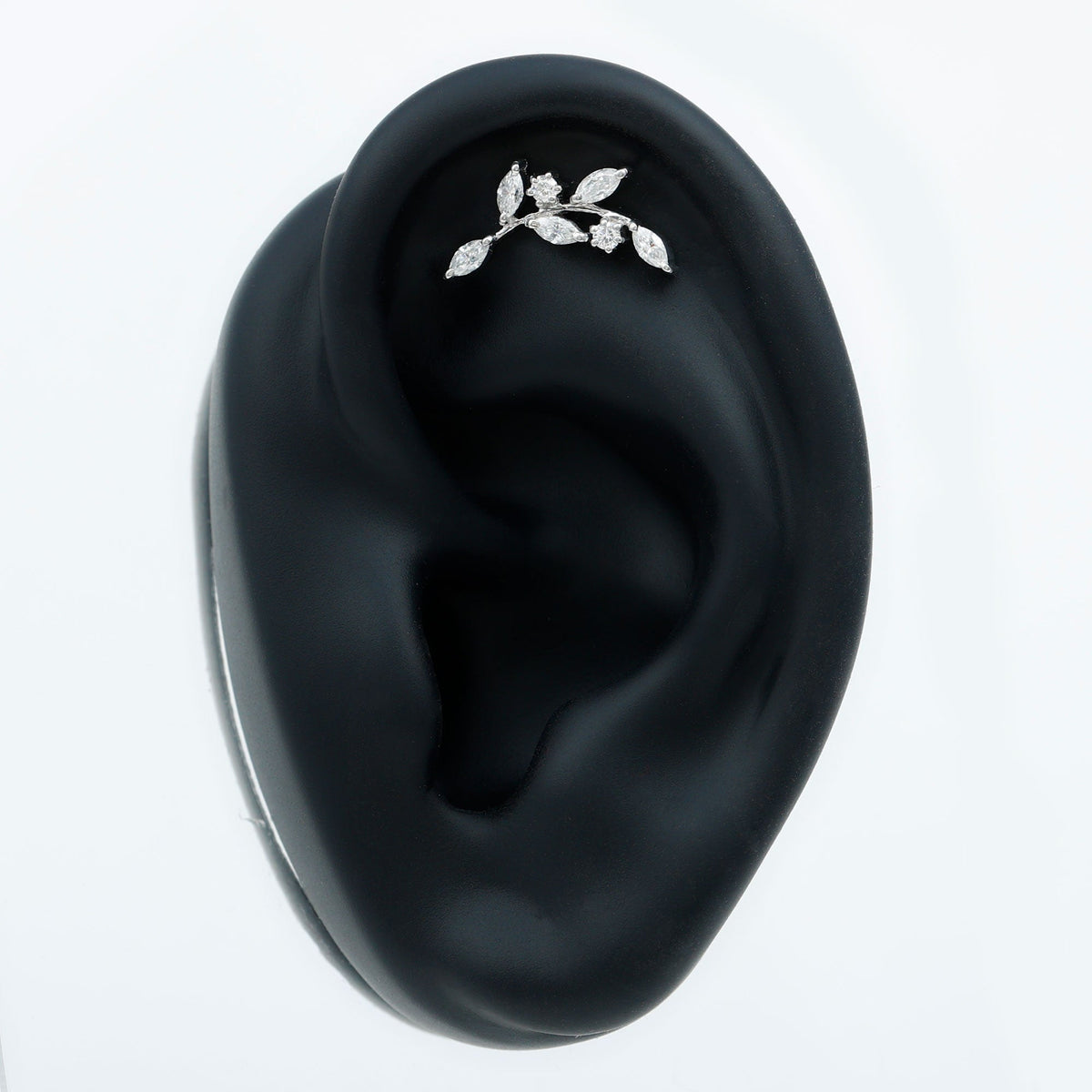 Womens Marquise Diamond Leaf Crawler Earring