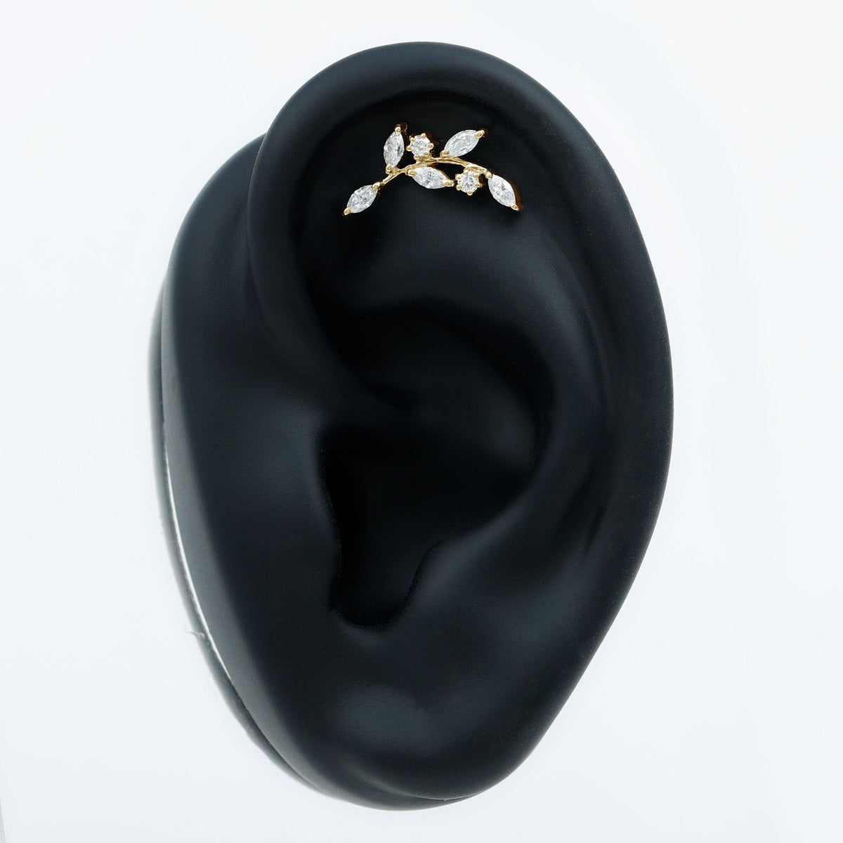 Womens Marquise Diamond Leaf Crawler Earring