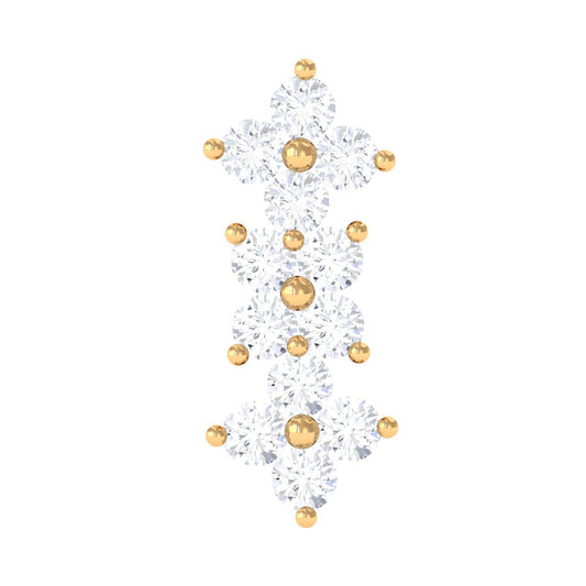 Dainty Moissanite Flower Helix Crawler Earring