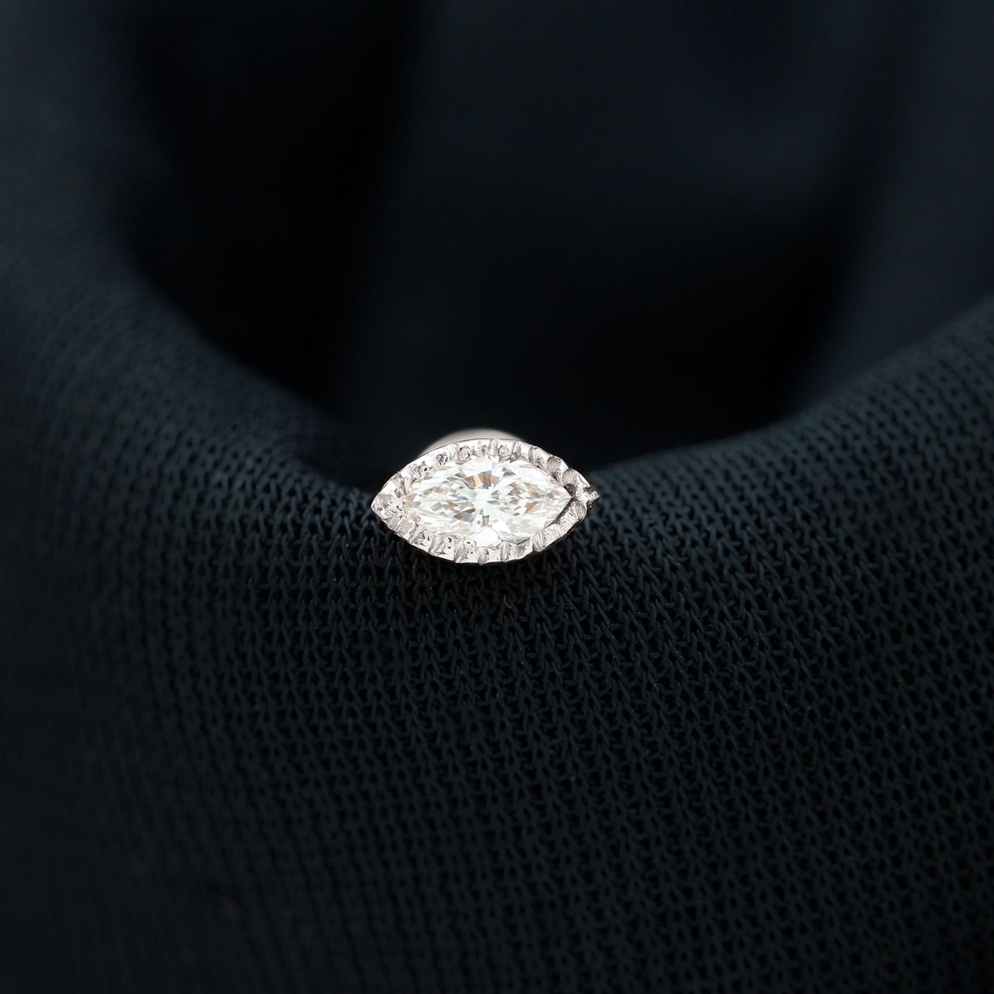 Marquise Moissanite Solitaire Tragus Earring in Bezel Setting