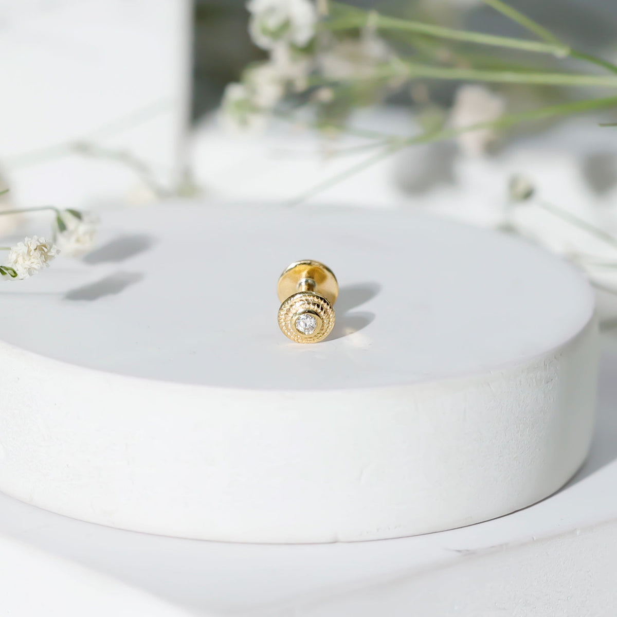 Minimal Diamond Conch Earring in Bezel Setting