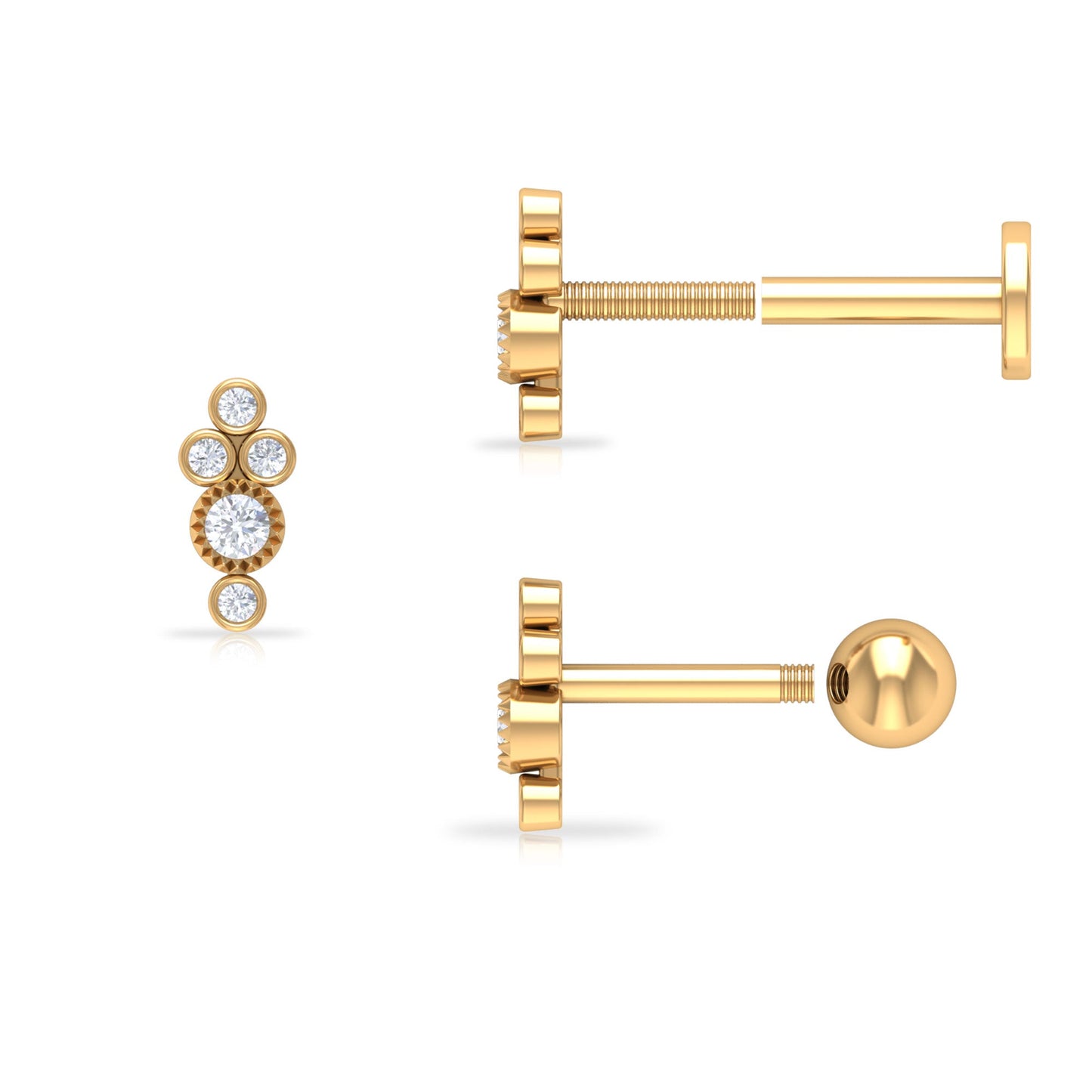 Minimalist Diamond Helix Earring in Bezel Setting