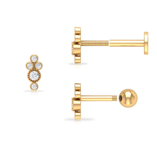 Minimalist Diamond Helix Earring in Bezel Setting