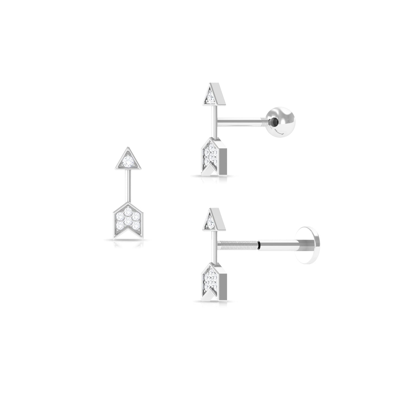 Minimalist Diamond Arrow Earring for Helix Piercing