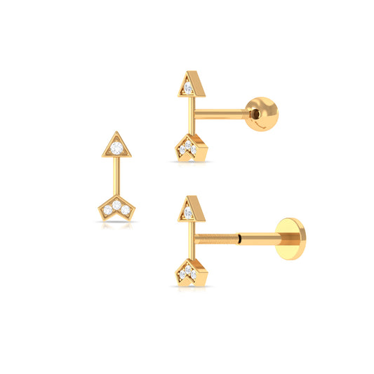 Genuine Diamond Arrow Earring for Helix Piercing