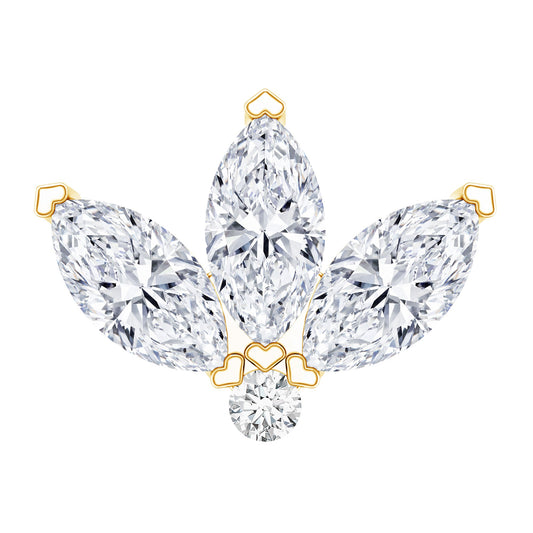 Marquise Moissanite Lotus Flower Helix Earring