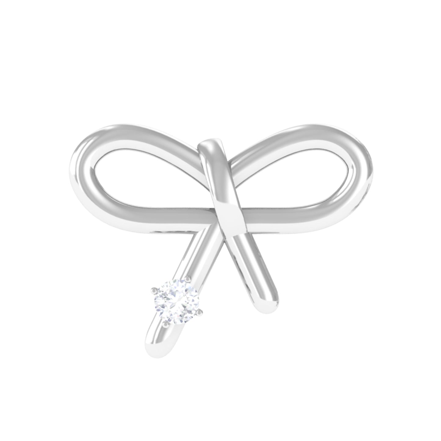 Natural Diamond Bow Earring for Cartilage Piercing