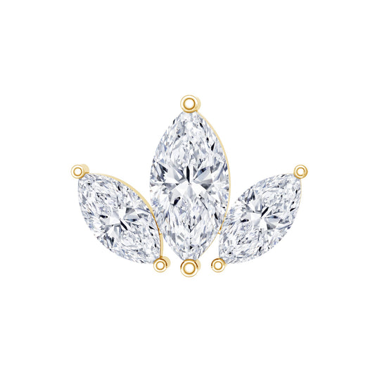 Marquise Cut Diamond Lotus Flower Earring for Helix Piercing
