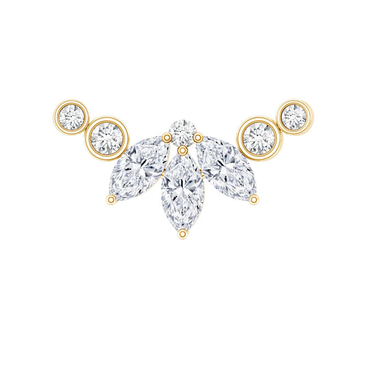 Marquise Moissanite Curved Crawler Earring for Helix Piercing