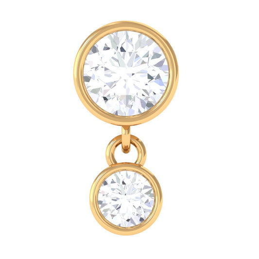 Certified Round Diamond Helix Drop Earring in Bezel Set