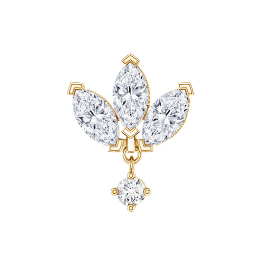 Real Diamond Lotus Flower Drop Earring for Cartilage Piercing
