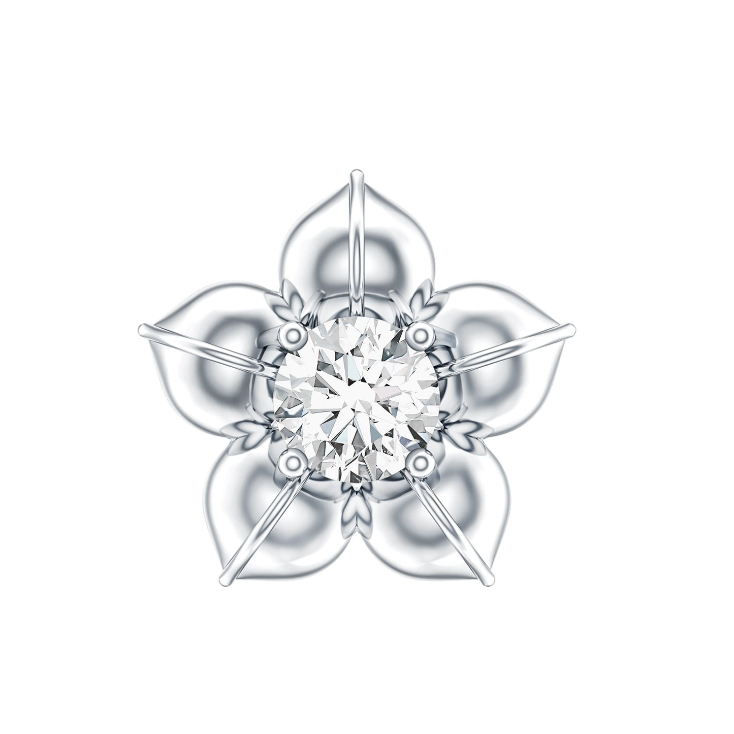 Round Moissanite Flower Earring for Helix Piercing
