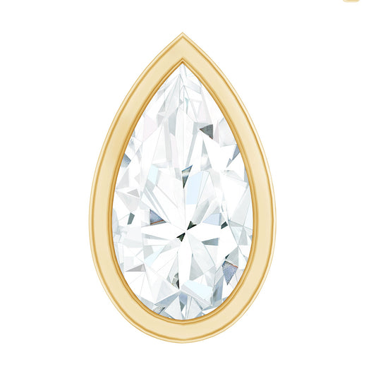 Bezel Set Moissanite Teardrop Stud Earring for Cartilage Piercing