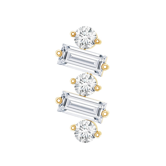 Genuine Baguette Diamond Tragus Earring With Certificate