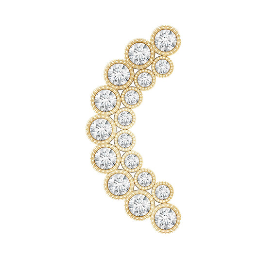 Moissanite Curved Helix Earring in Milgrain Bezel Setting