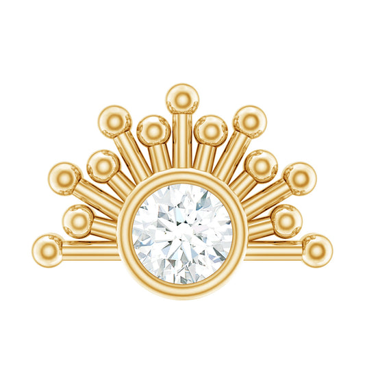 Bezel Set Diamond Sunburst Earring for Helix Piercing