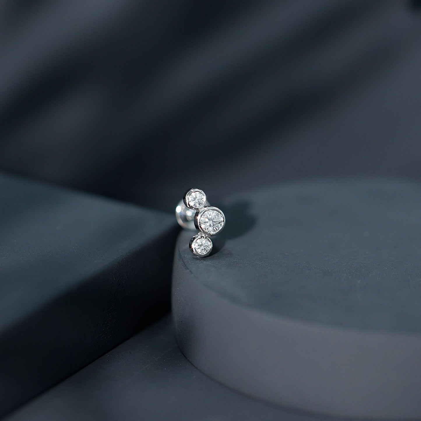 Certified Moissanite Three Stone Crawler Helix Earring
