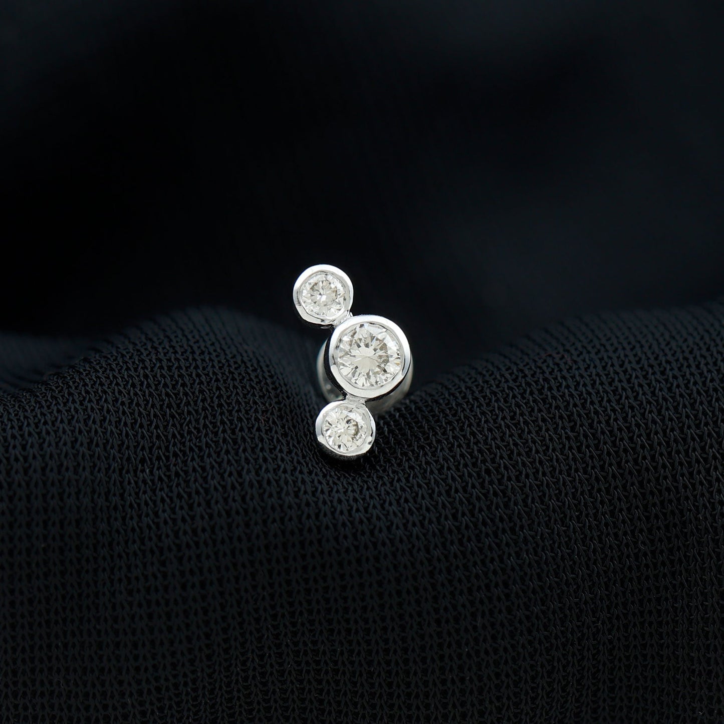 Certified Moissanite Three Stone Crawler Helix Earring