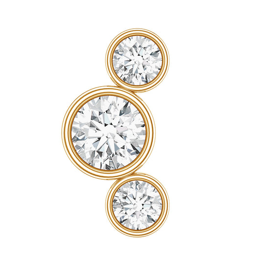 Certified Moissanite Three Stone Crawler Helix Earring