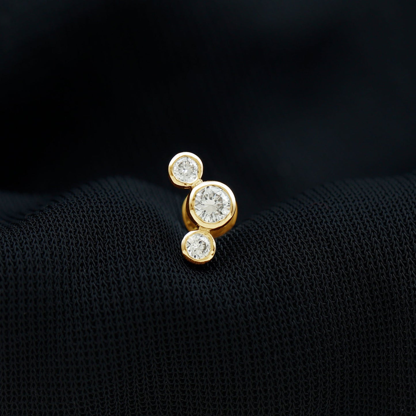 Certified Moissanite Three Stone Crawler Helix Earring