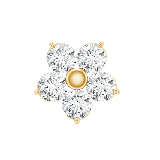 Certified Round Moissanite Flower Earring for Conch Piercing