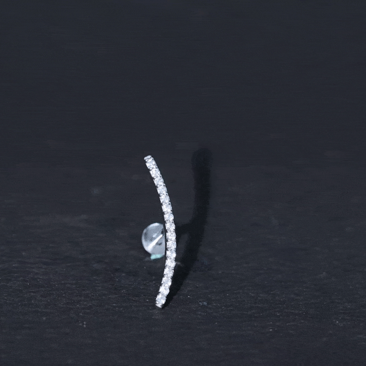 Certified Moissanite Curved Climber Earring for Her
