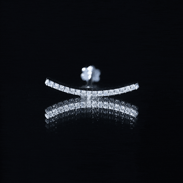 Certified Moissanite Curved Climber Earring for Her