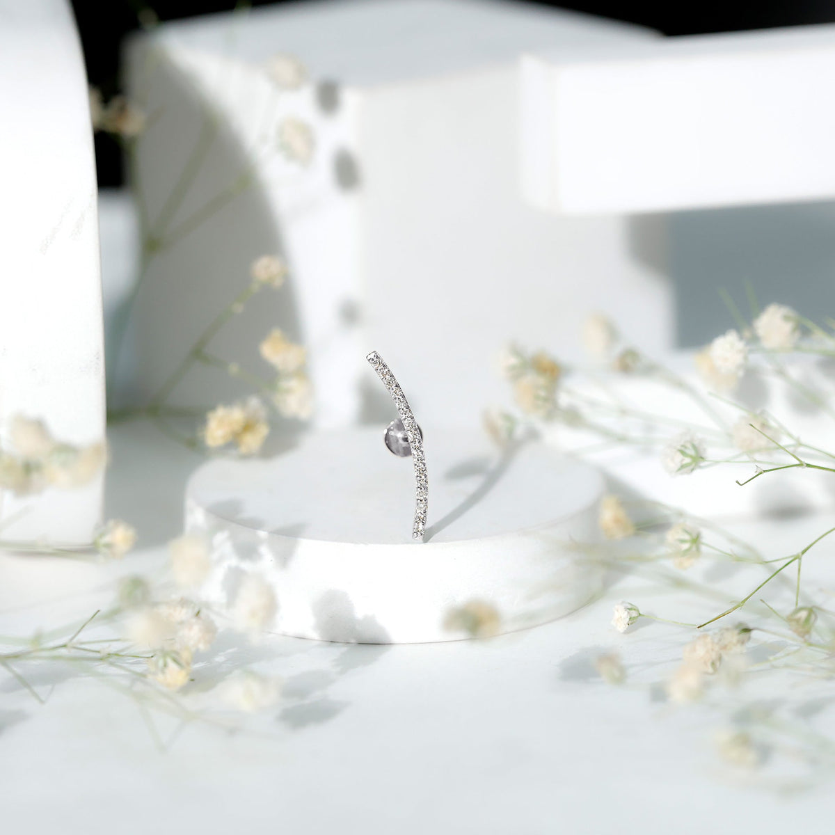 Certified Moissanite Curved Climber Earring for Her