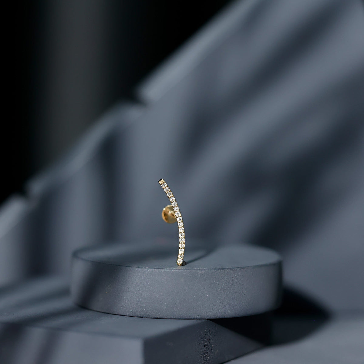 Certified Moissanite Curved Climber Earring for Her