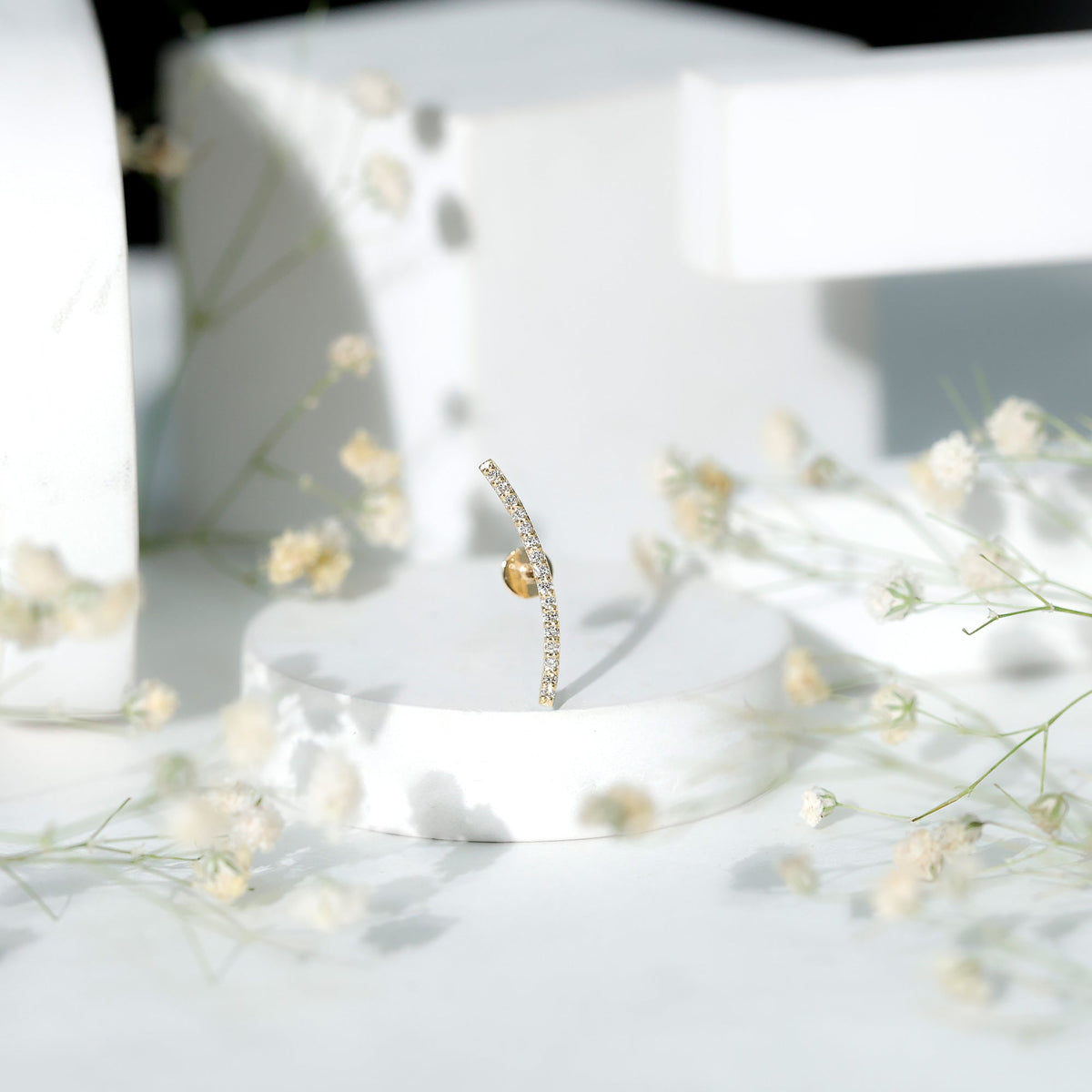Certified Moissanite Curved Climber Earring for Her