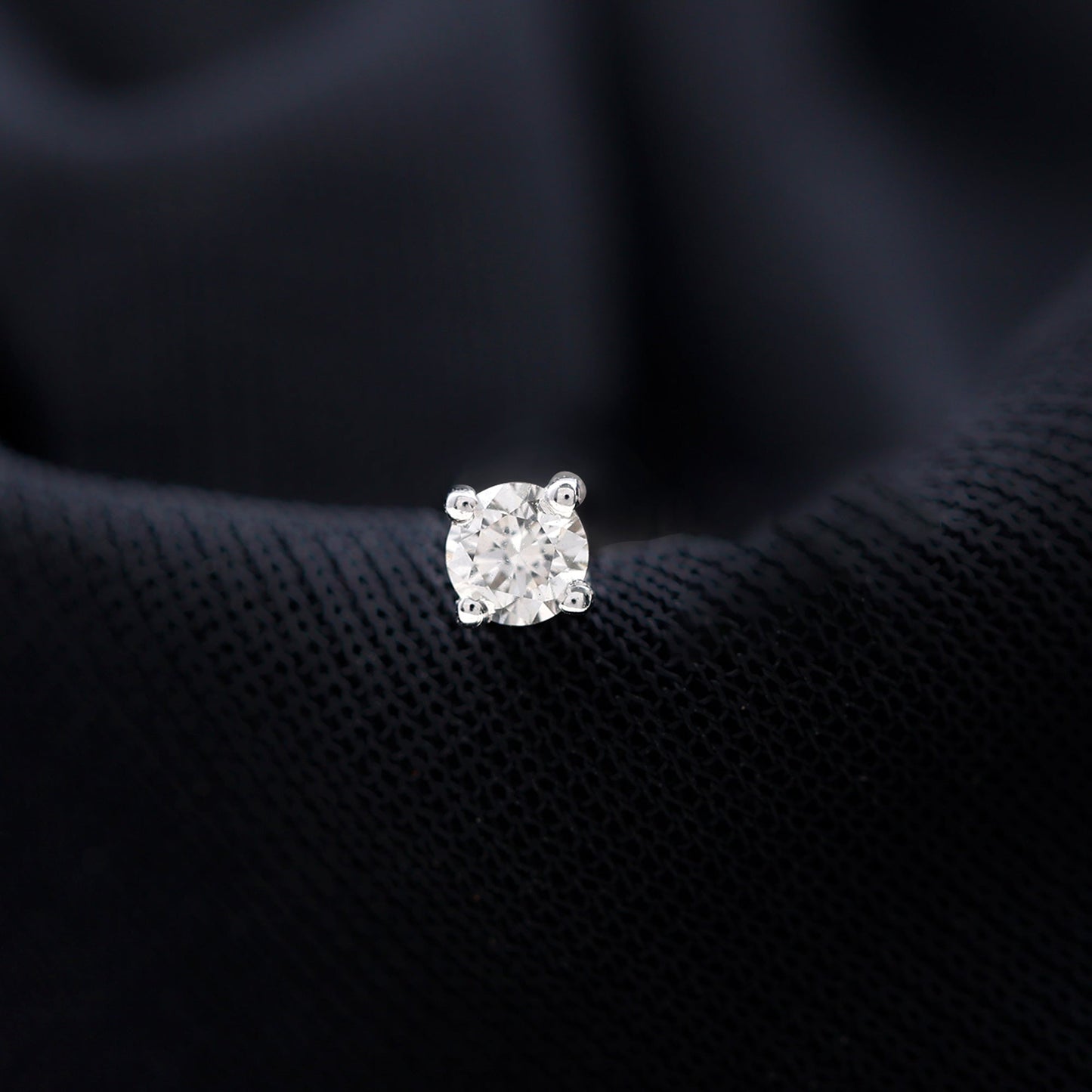 Dainty Round Moissanite Solitaire Tragus Earring