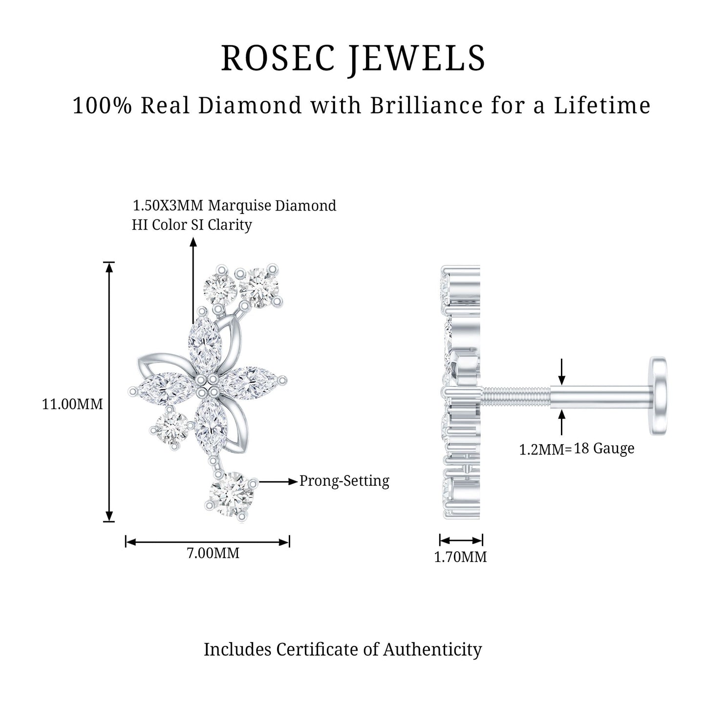 Diamond Flower Crawler Earring