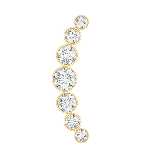 Graduated Bezel Set Moissanite Curved Crawler Earring