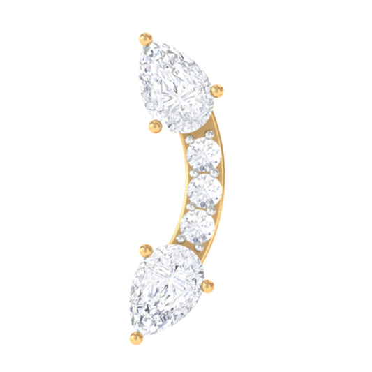 Certified Moissanite Curved Cartilage Earring