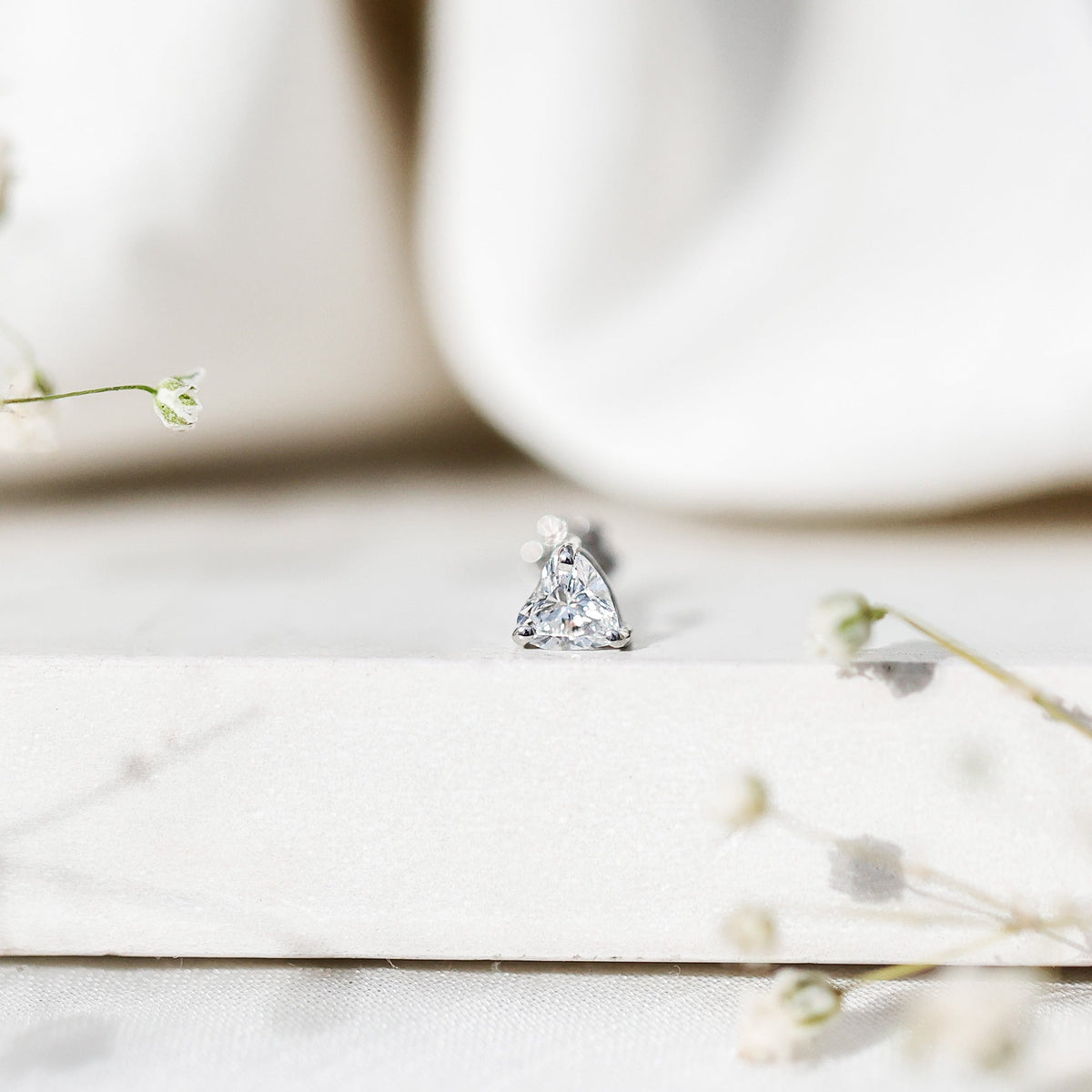 Heart Shape Moissanite Earring for Tragus Piercing