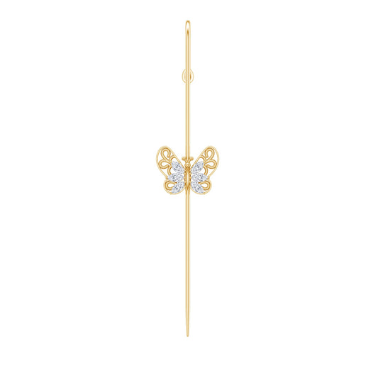Elegant Certified Moissanite Butterfly Ear Pin Earring
