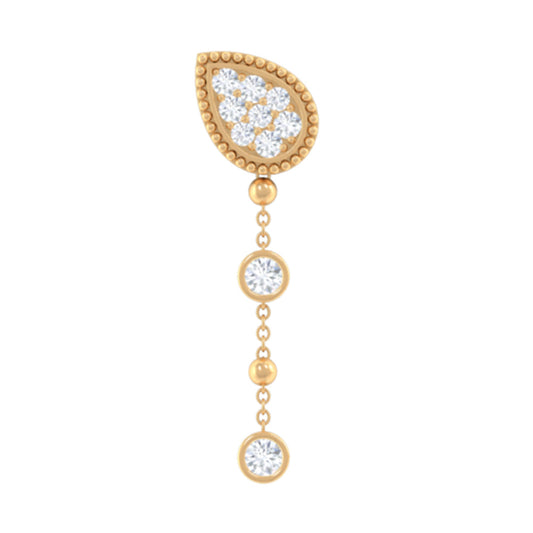 Natural Diamond Chain Dangle Earring for Cartilage Piercing