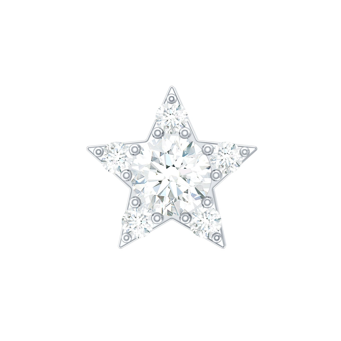 Dainty Moissanite Star Cartilage Earring with Flat Back