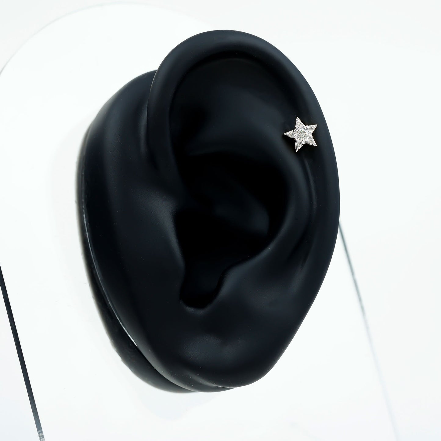 Dainty Moissanite Star Cartilage Earring with Flat Back