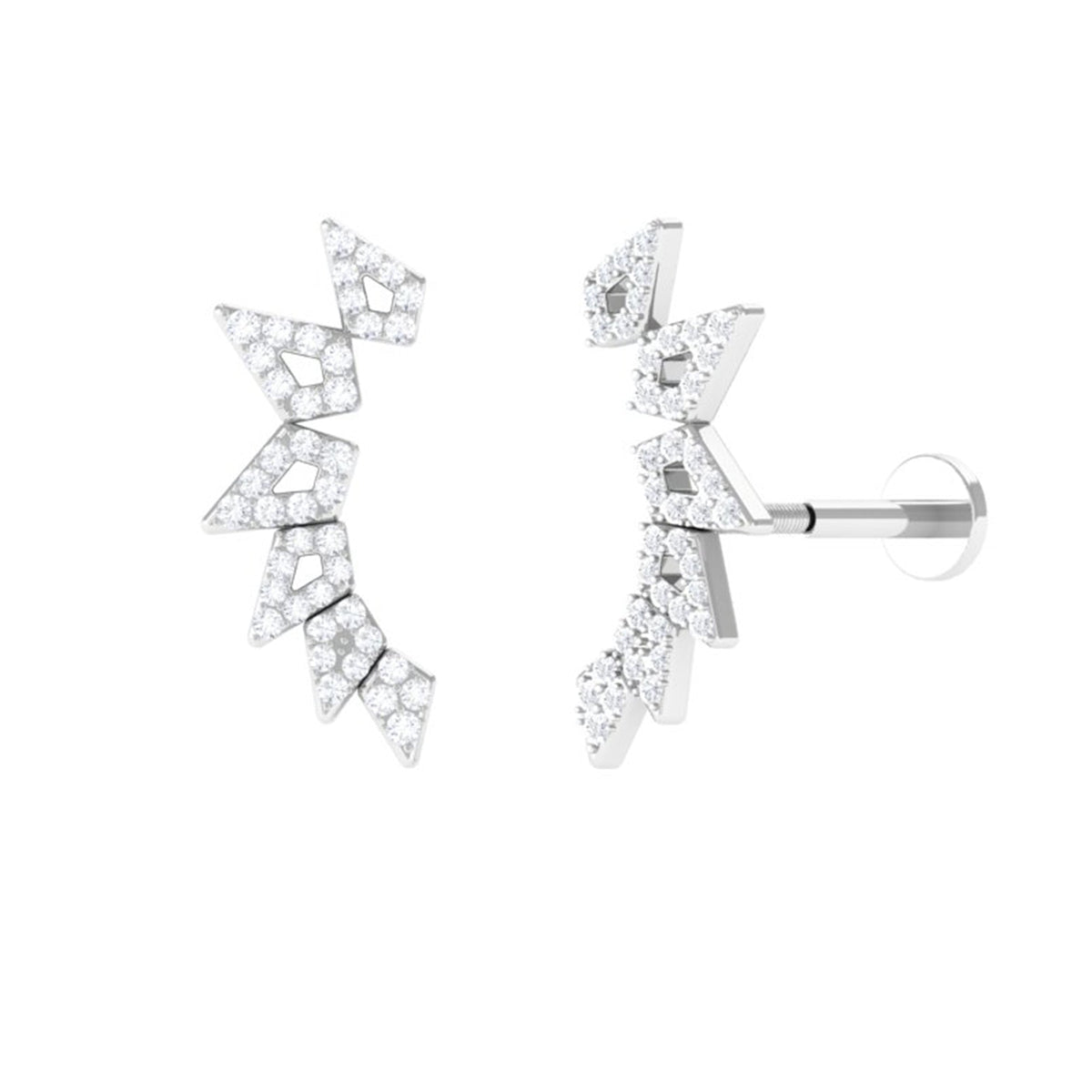 Designer Diamond Ear Crawler Earring for Helix Piercing