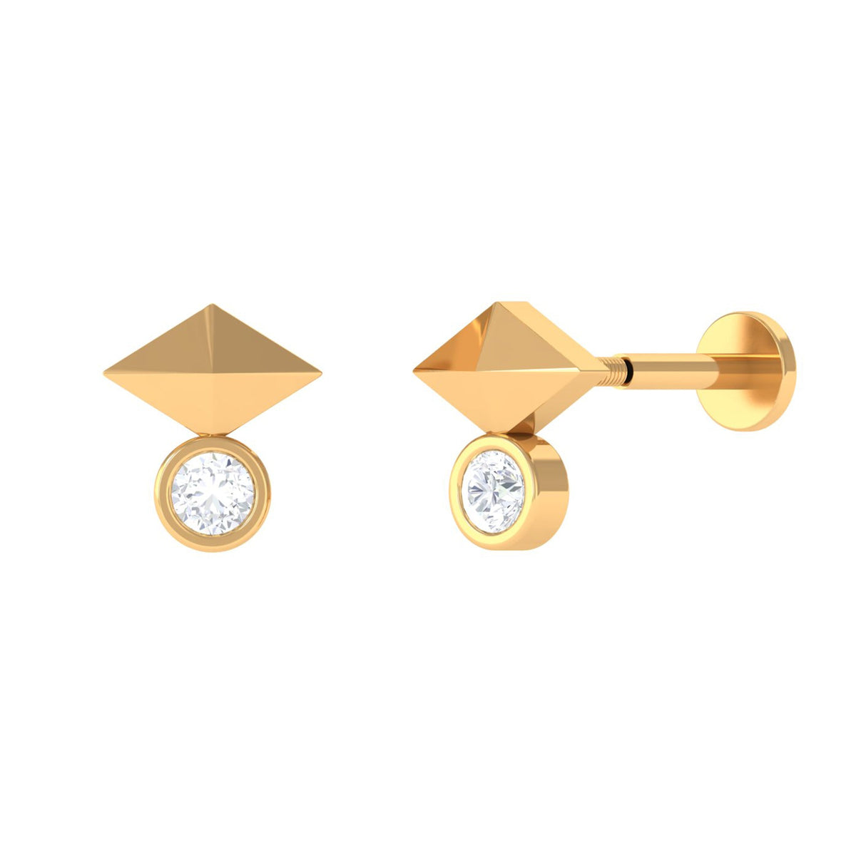 Diamond Geometric Tragus Earring