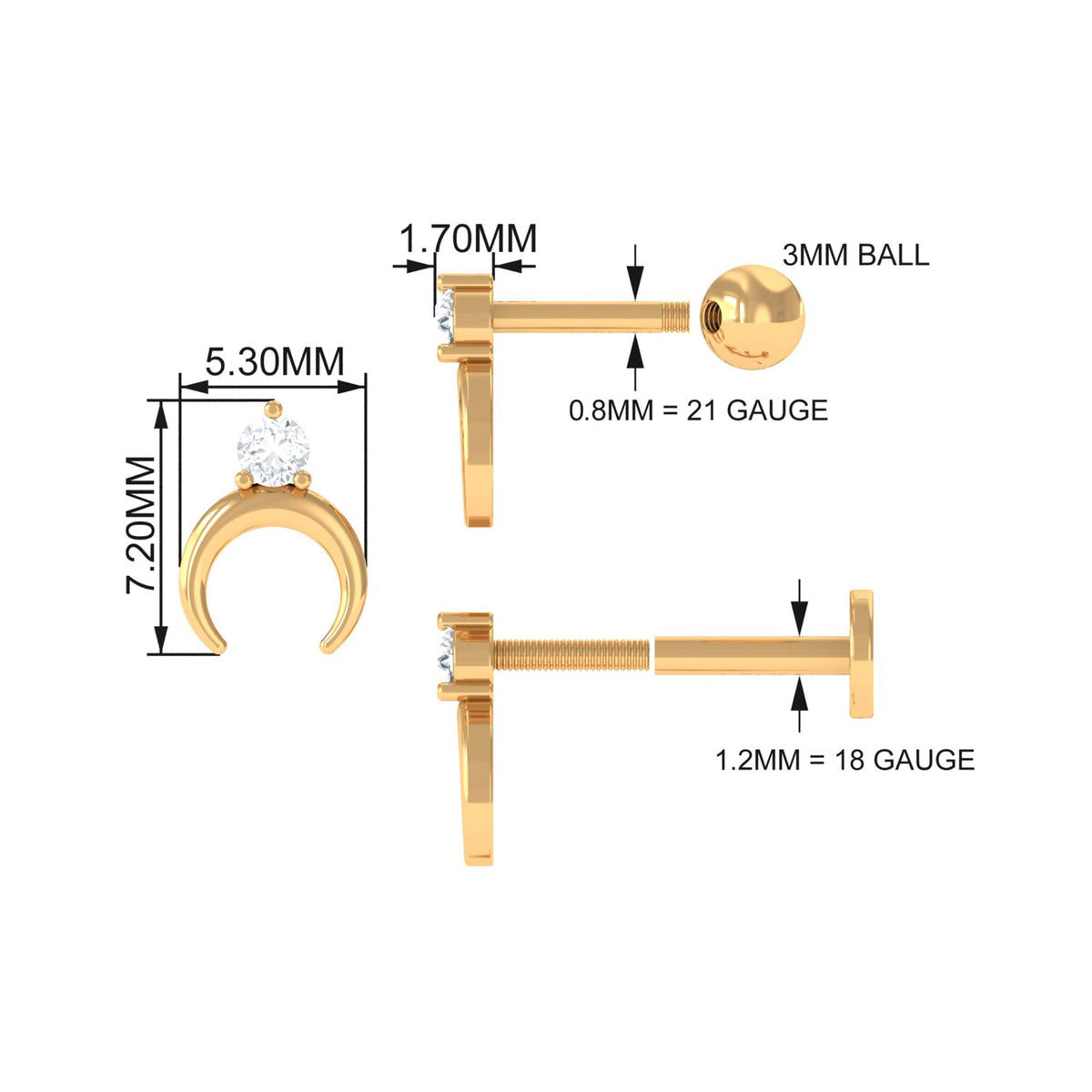 Diamond Minimalist Earring for Helix Piercing