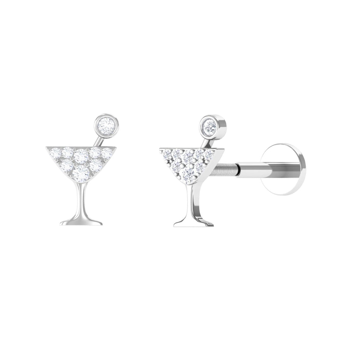 Diamond Wine Glass Earring for Tragus Piercing