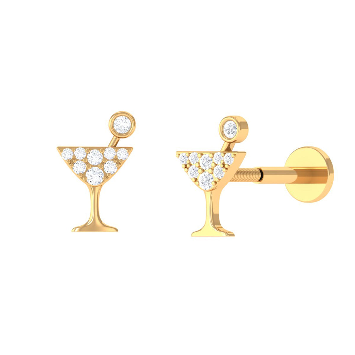 Diamond Wine Glass Earring for Tragus Piercing