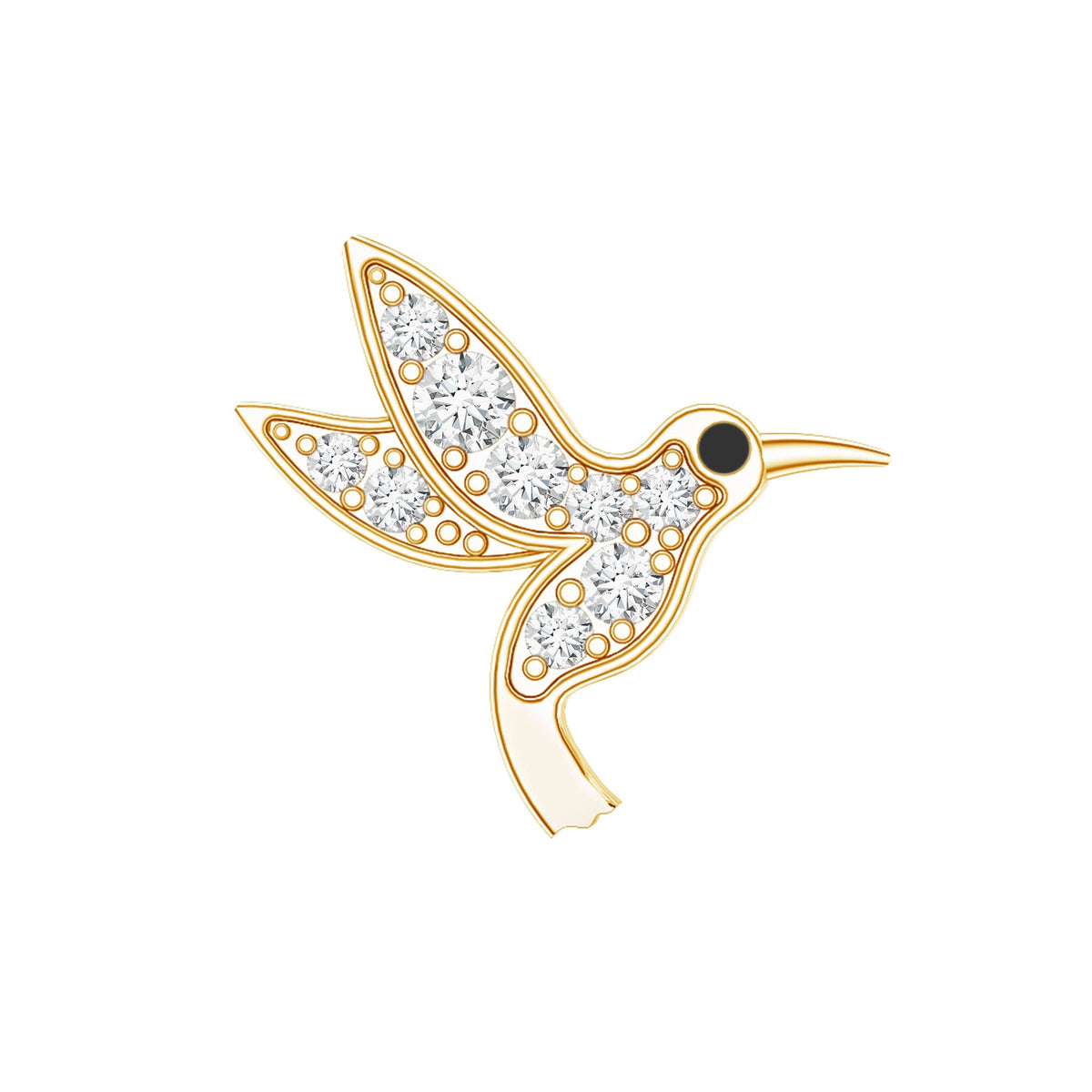 Diamond Hummingbird Earring for Helix Piercing