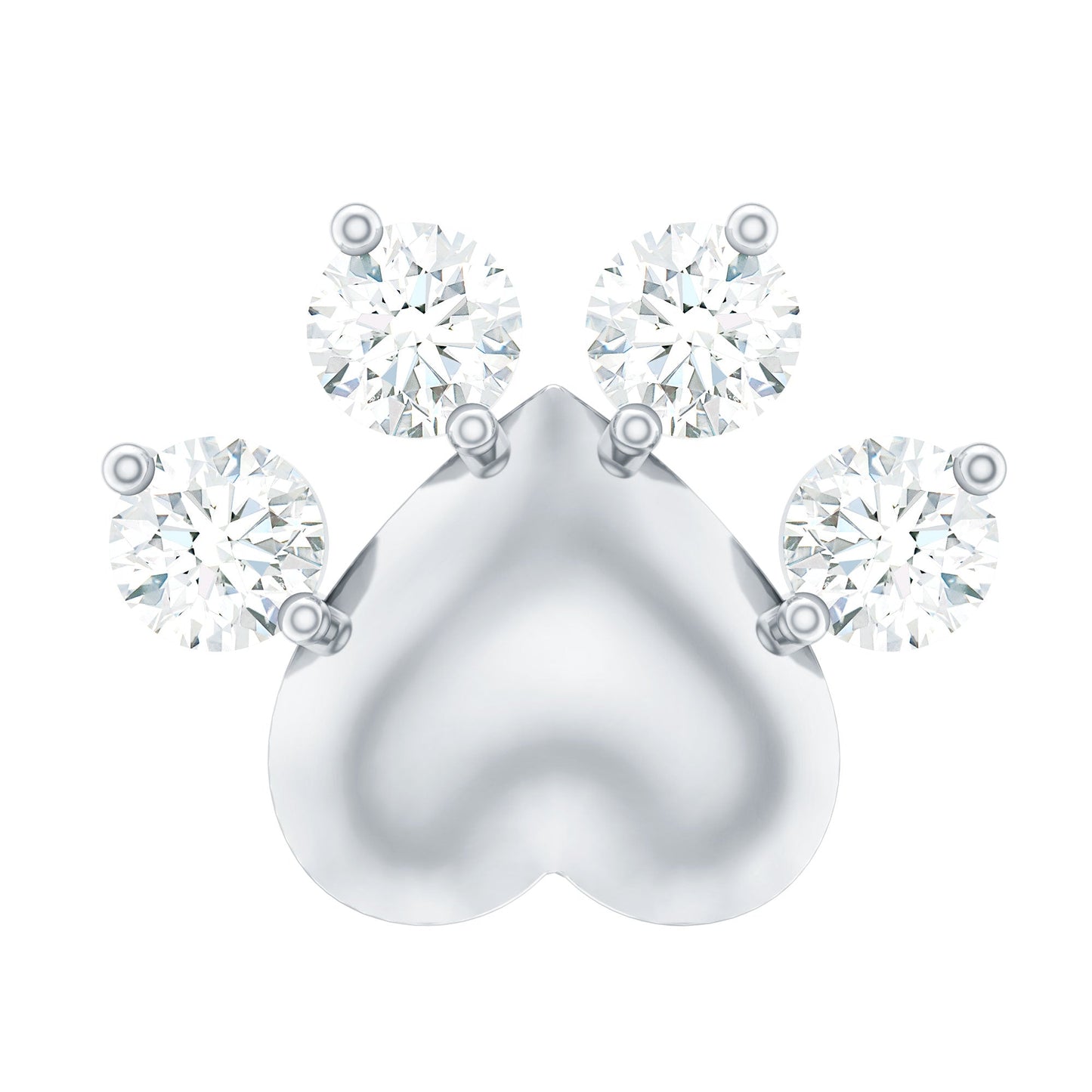Round Moissanite Heart Paw Earring for Helix Piercing