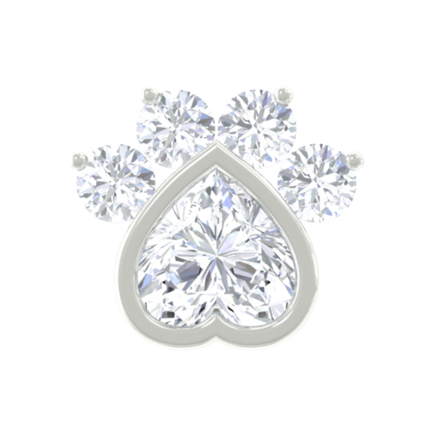Round and Heart Shape Moissanite Paw Helix Earring