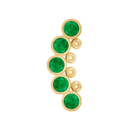 Natural Emerald Curved Climber Earring for Helix Piercing